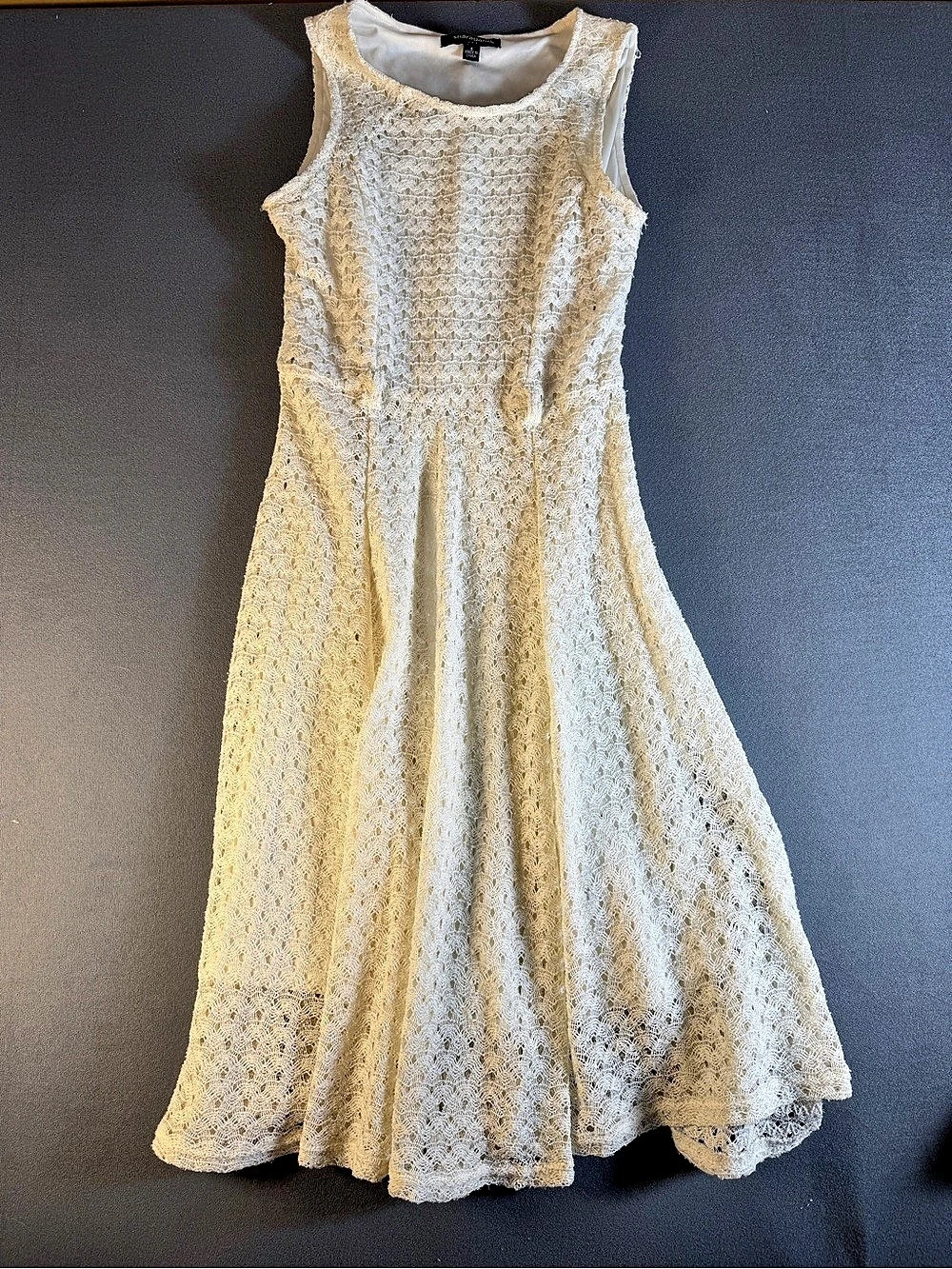 Sharagano Cream Lace Midi Dress Size 6
